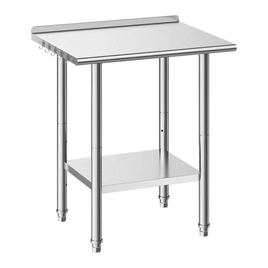 Stainless Steel Work Table, 24x30 Inch Food Prep Table With Backsplash, Commercial Kitchen Workstation With Adjustable Undershelf, Metal Heavy Duty Utility Worktable, For Restaurant Home Outdoor