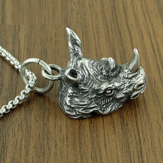 Animal Casting New Accessories Titanium Steel Personalized Rhinoceros Pendant