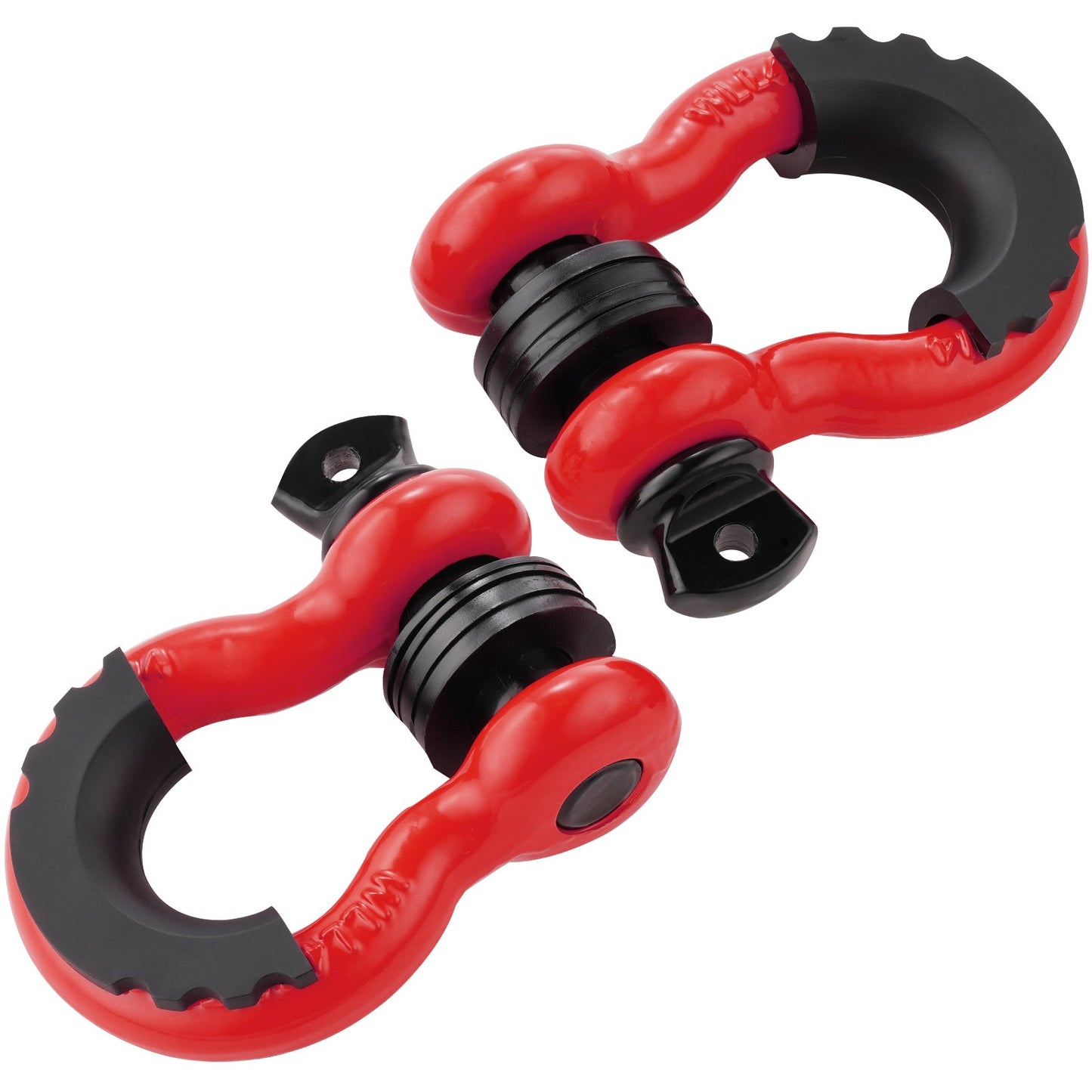 3/4" D-Ring Shackle, 2 Pack Alloy Steel Shackles 62832 Lbs (28.5 Ton) Break Strength With 7/8" Screw Pin, Isolators & Washers, Heavy Duty Off Road Vehicle Recovery Shackle For Jeep Truck, Red