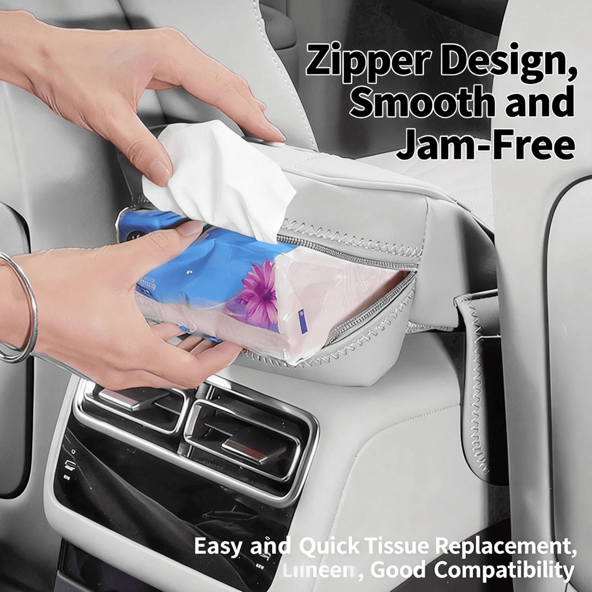 Car Center Console Armrest Cover With Tissue Box And Dual Cup Holders, Leather Armrest Cushion Pad With Side Storage Pockets, Memory Foam Car Interior Accessories, Universal Fit