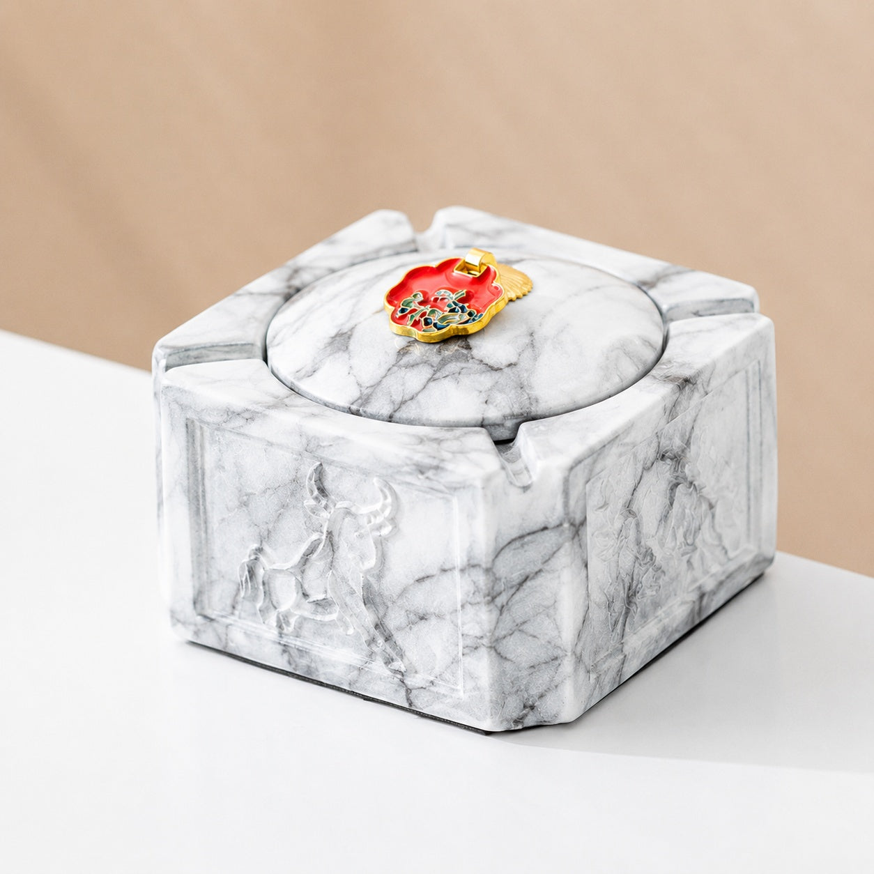 Ceramic Ashtray With Lid Home And Office Decoration