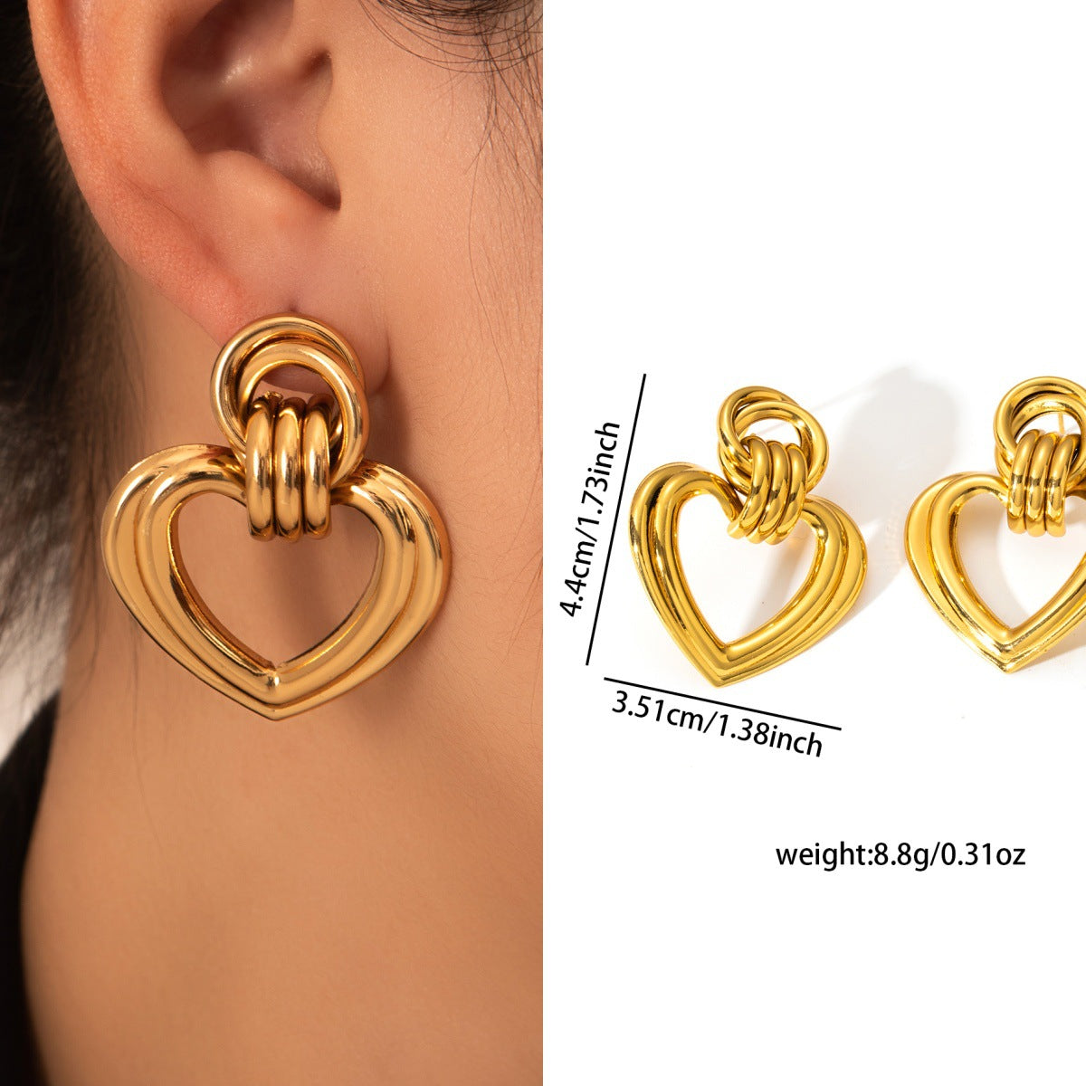 Minimal Niche Gold Titanium Steel Studs High-End Fashion Stainless Steel Earrings