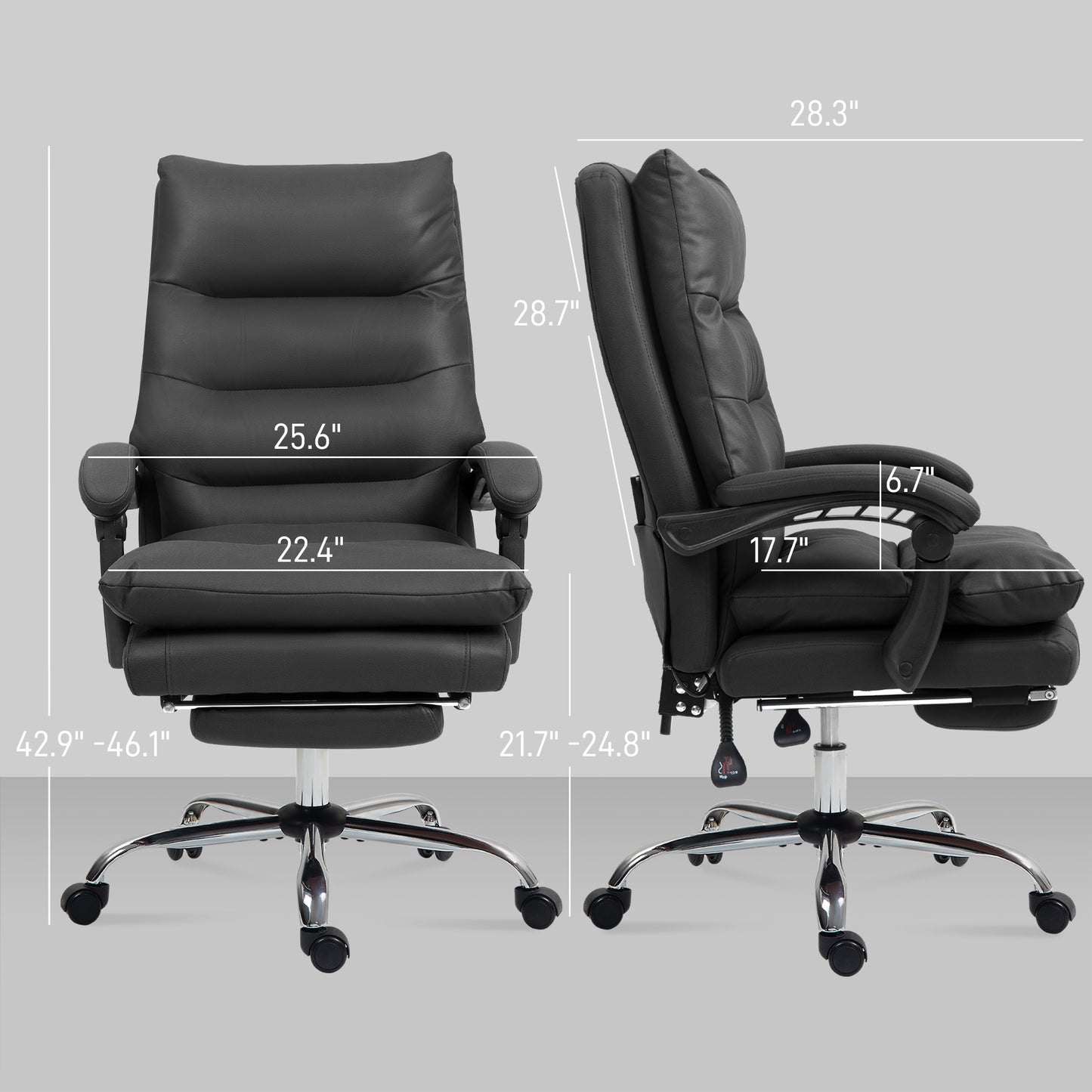 Massage Office Chair with Heat Function, Computer Desk Chair with Footrest Swivel Wheels, Black