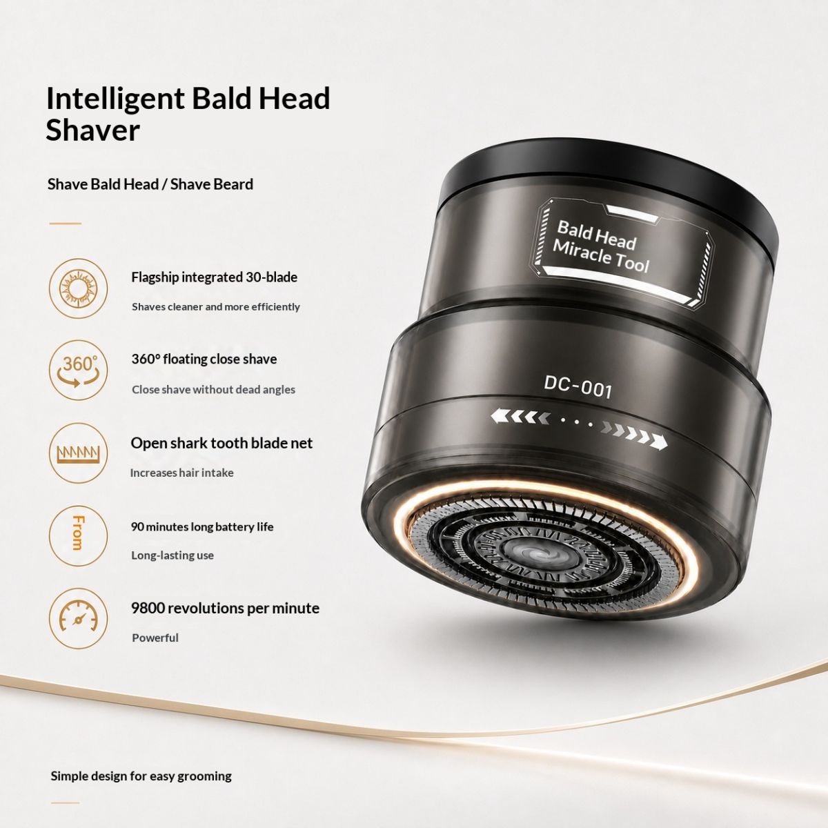 Mens Electric Hair Clipper For Self-Shaving A Bald Head