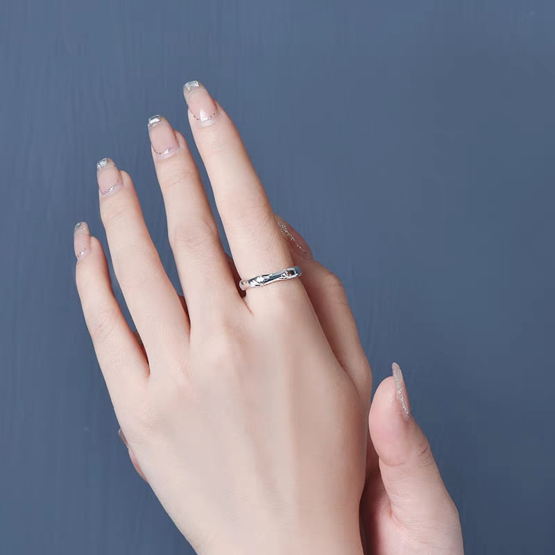 1pc 999 Sterling Silver Bamboo Joint Open Ring, Minimalist & Traditional Chinese Style, Perfect For Daily, Dating & Gifting, Ideal Valentine's Gift