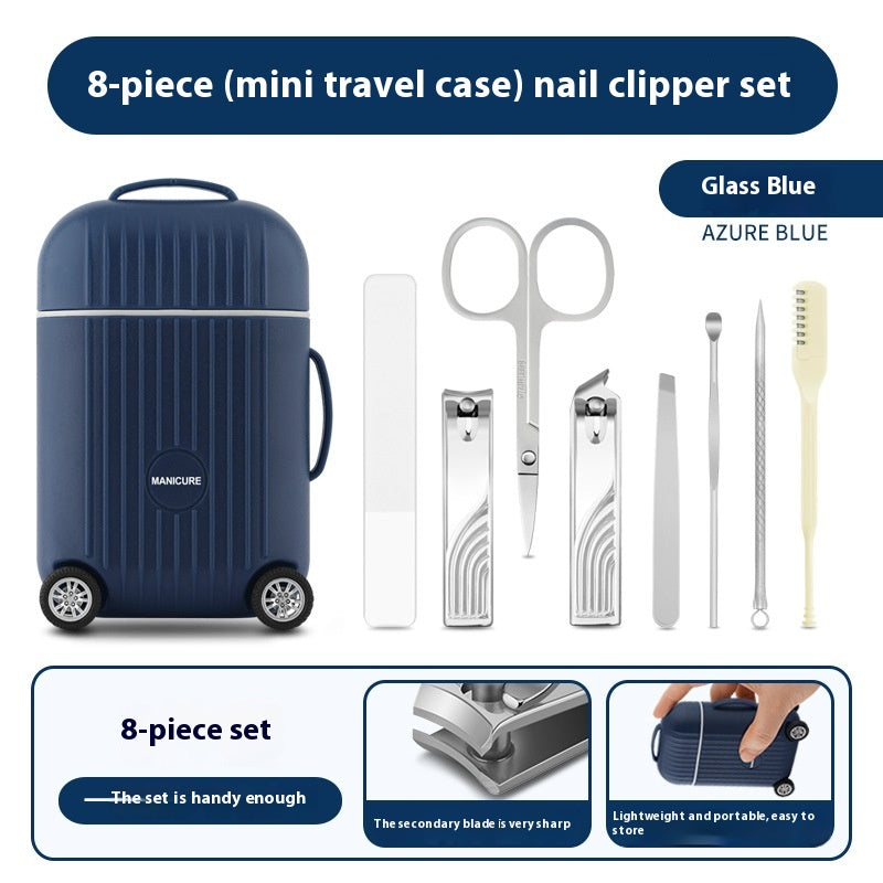 Portable Suitcase Nail Clippers 8 Pieces Suit Beauty Manicure Full Set