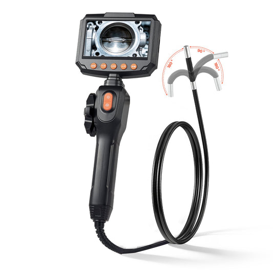 Articulating Borescope Camera With Light, Two-Way Articulated Endoscope, 0.24 Slim Lens, 4.3 IPS Screen, 8X Zoom, IP67 Waterproof Inspection Camera For Auto, Mechanical Equipment 4.9FT Cable