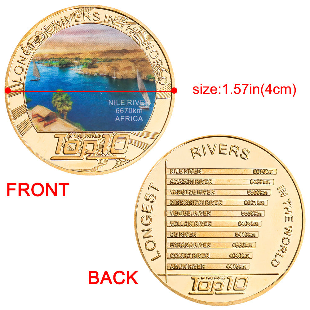 Top Ten Rivers Coin Badge Gift Commemorative Medal