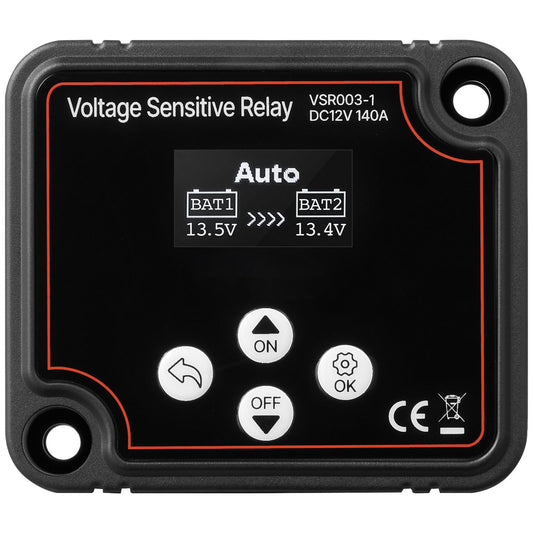Dual Battery Isolator Kit, 12V 140 Amp, Manual And Automatic VSR Voltage Sensitive Relay With Voltmeter, LCD Screen, Smart Battery Isolator, Compatible With Lead-Acid Batteries, For UTV, ATV