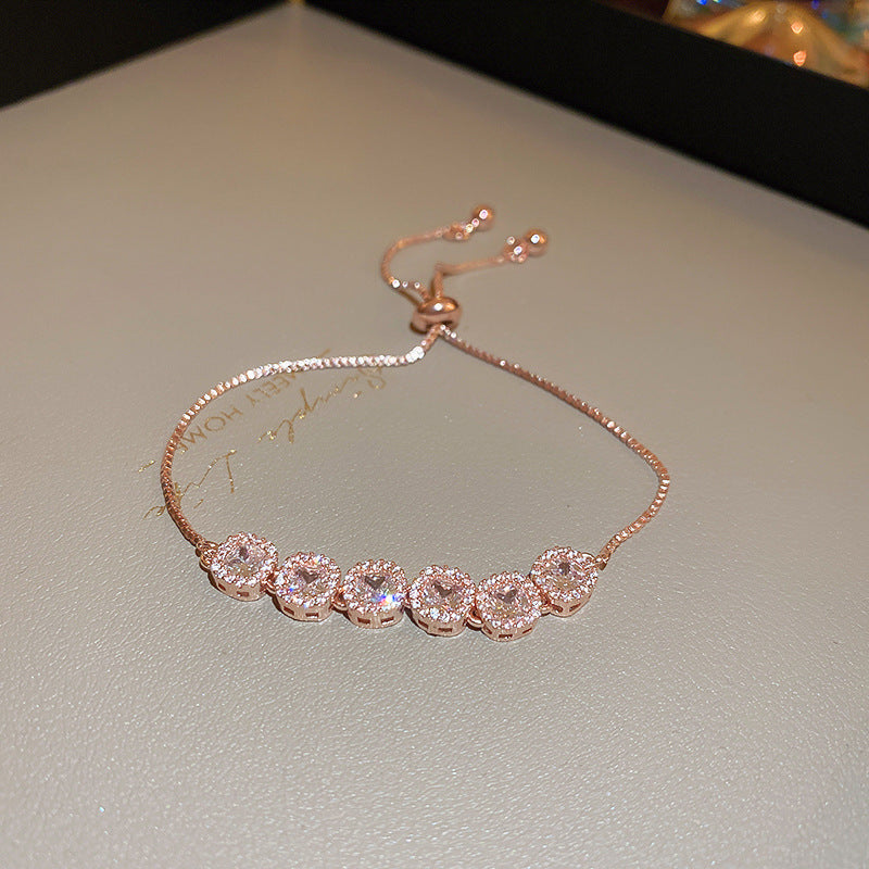 18K Real Gold Plated Multicolor Oval Cubic Zirconia Slider Bracelet Premium Dainty Wristband Fashion Jewelry