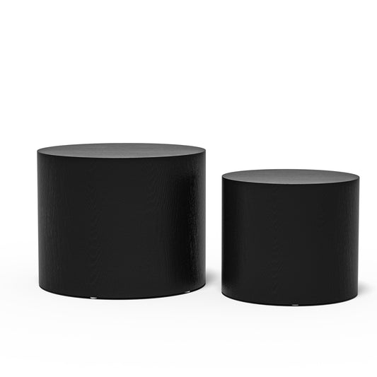 MDF With Ash Oak Walnut Veneer Side Table Coffee Table End Table Nesting Table Set Of 2 For Living Room,office,bedroom Black