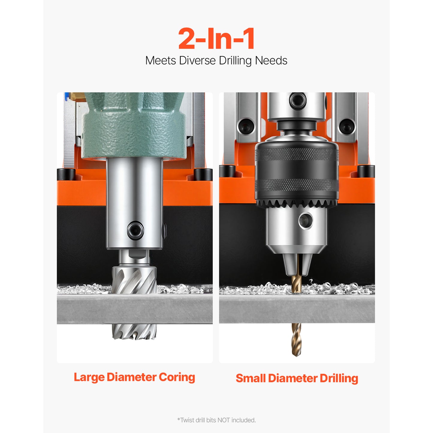 Magnetic Drill, 1550W Motor 2 In Coring Diameter, 2922 Lbf Magnetic Force, 0-550 RPM Variable Speed, Portable Electric Mag Drill Press Drilling Machine For Metal Surface, Home Improvement