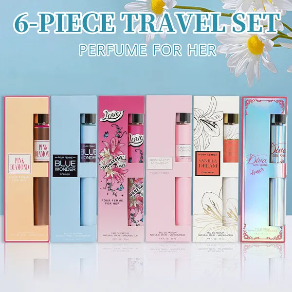 6pcs Travel Set, Women'S Eau De Parfuma Spray, Long Lasting Fragrance, 6 Different Flavor, Perfect For Holiday Gifts, Dating, Daily Life, Parties, 1.18 Fl Oz Bottle