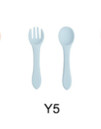 High Quality Natural 100 Food Grade Inventory Easy To Rinse Spoon Weaning Unbreakable Rubber Fork Dishwasher Safe Feeding Set