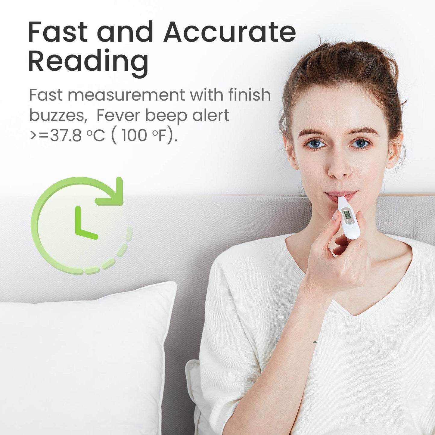 Digital Thermometer, Oral Thermometer Adults Kids Babies, Accurate Fast Switchable Body Temperature Thermometer, Gray