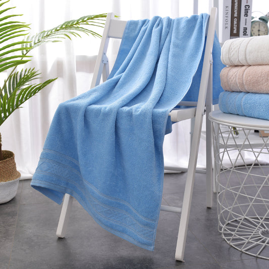 Pure Bath Towel Pure Cotton Thickened Large Size Embroidered Solid Color Highly Absorbent