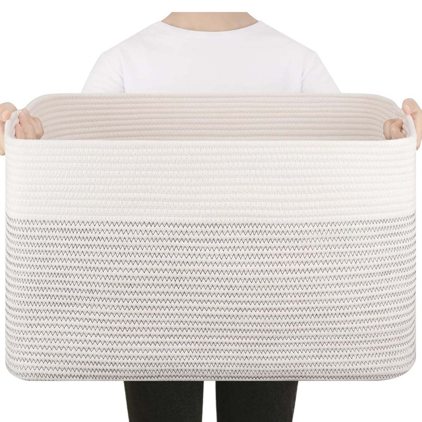 Cotton Rope Woven Home Laundry Basket Living Room Storage