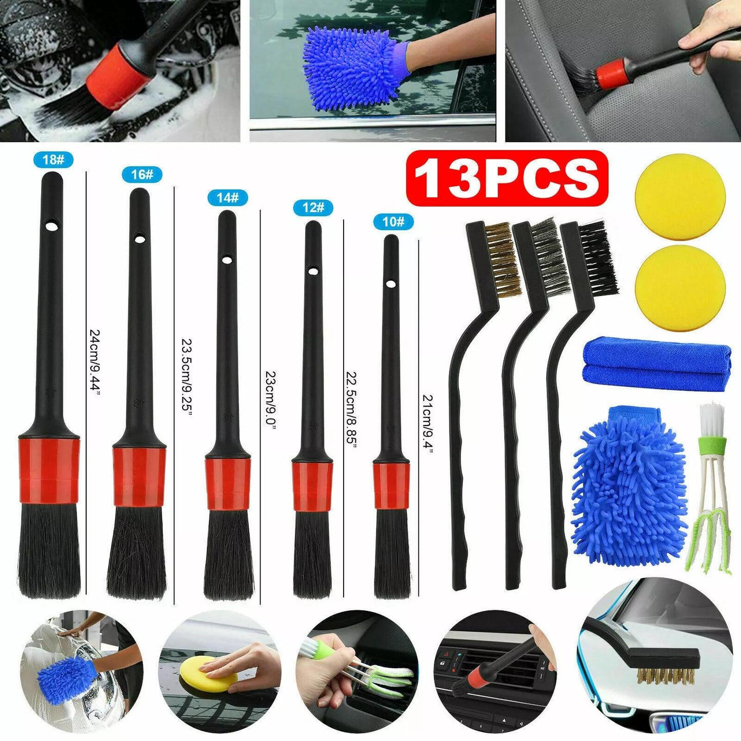 Support pan European shipping--Detailing Brush Set Power Scrubber Drill Brushes Car Polish Pads Car Cleaning Brush For Car Air Vents Rim Dirt Dust Clean Tools