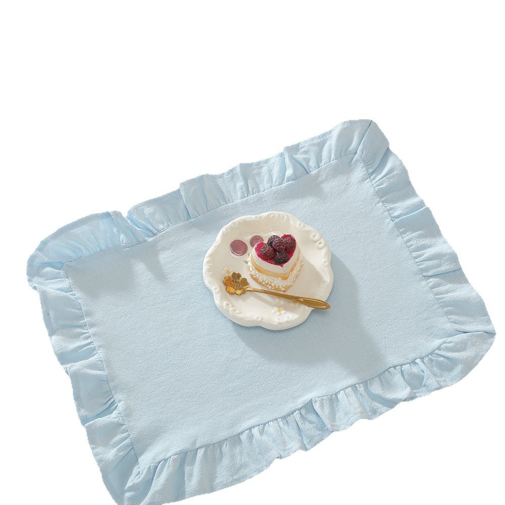 Napkin Tea Towel Ruffled Edge Simple Solid-Colored Fabric Western-Style Placemat