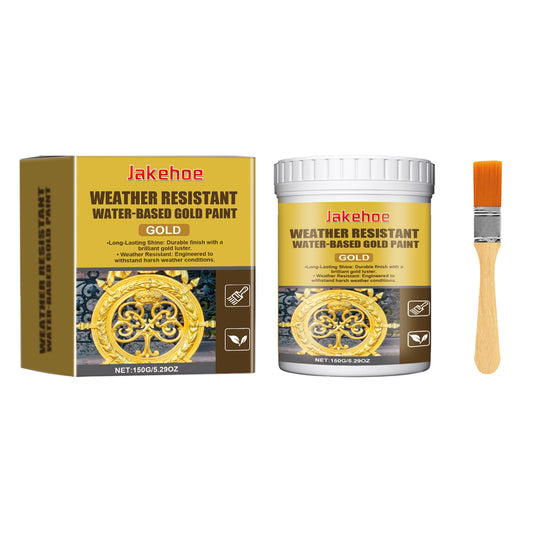 JAKEHOE Weather-Resistant Water-Based Gold Paint, Metallic Paint, Weather-Resistant Water-Based Roman Column Decorative Gold Paint, Outdoor Gold Foil Paint