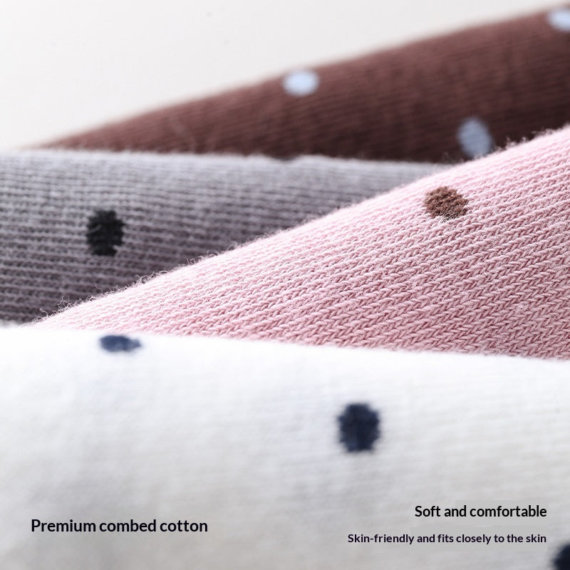Korean-style Polka-dot Contrast-color Womens Calf Sweet And Versatile Knee-high Puff Socks Made Of Cotton