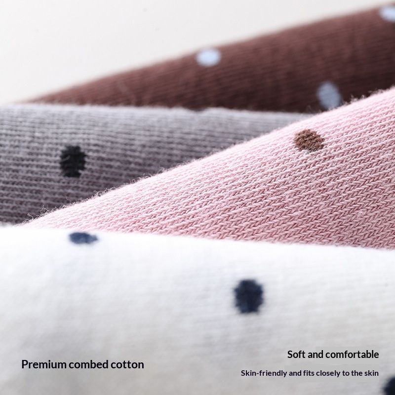 Korean-style Polka-dot Contrast-color Womens Calf Sweet And Versatile Knee-high Puff Socks Made Of Cotton