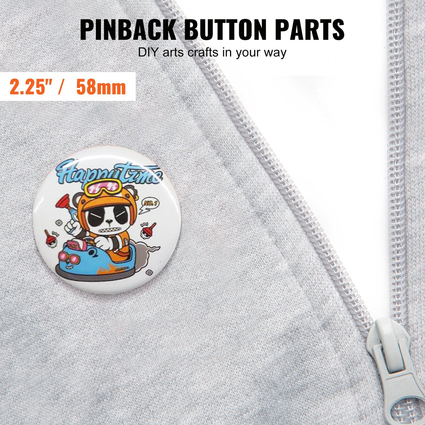 500 Sets 2.25 Inch 58mm Pin Back Button Parts, DIY Round Button Badge Parts, Set Includes Metal Top, Plastic/Metal Button, Clear Film, And Blank Paper For Gifts Presents, Machine NOT Included