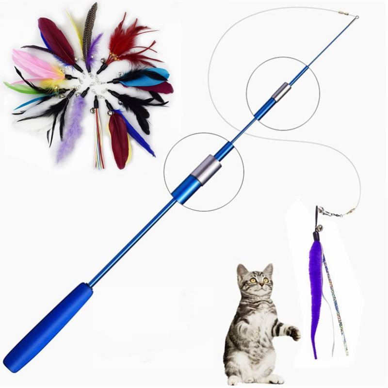 New 3-section Portable Retractable Pet Cat Toy Cat Teaser Wand