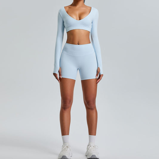 V-neck Long Sleeve Yoga Wear Suit Women's High-grade