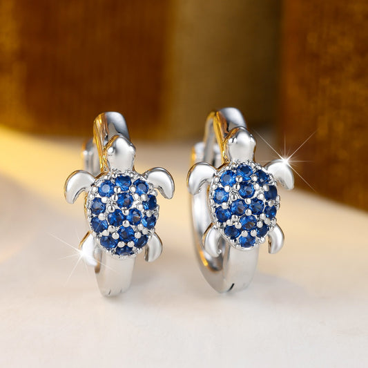 Fashionable Best-Selling Full-Crystal Color Zircon Turtle Earrings