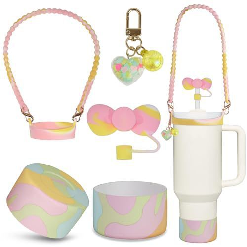 Water Bottle With Accessories Including A 3040-inch Handle And Straw