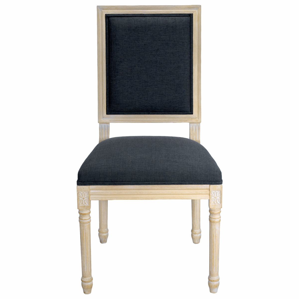 French Country Dining Chairs Set of 2, Upholstered  Chairs with  Square Back, Wire drawing and carving techniques ,Disassemblable ,  for Living Room, Kitchen , Restaurant Use, Grey