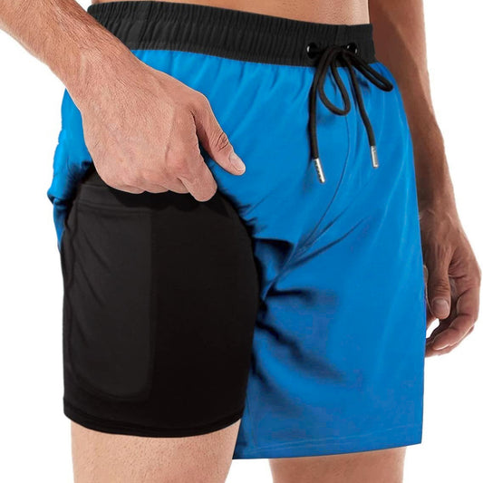 Swim Trunks With Compression Liner 2-in-1 For Casual And Fitness Use