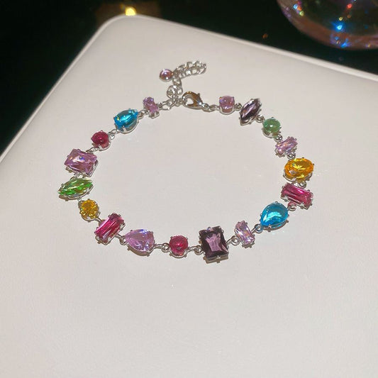 K-fashion Ins Diamond-shaped Cubic Zirconia Bracelet Minimalist Bangle Chic Versatile Fashion Jewelry