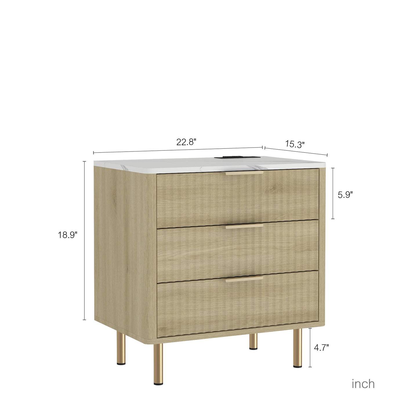 Nightstand With Charging Station, Smart Nightstand With Night Light, Modern Night Stand With Storage Cabinet For Bedroom, Wood