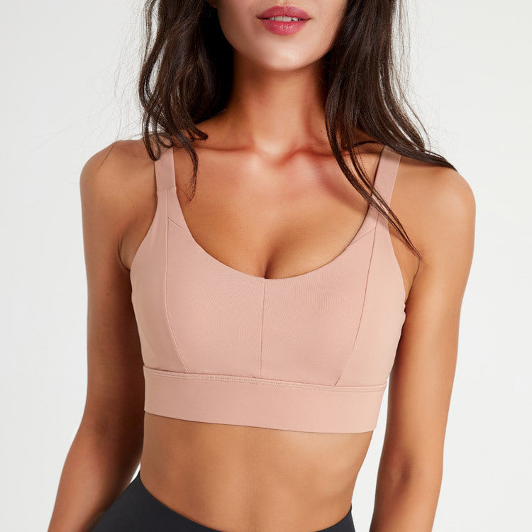 High-intensity Shock-absorbing Compressive Sports Bra For Women, Integrated Cup Design, Suitable For Running, Fitness And Yoga With Beautiful Back Design