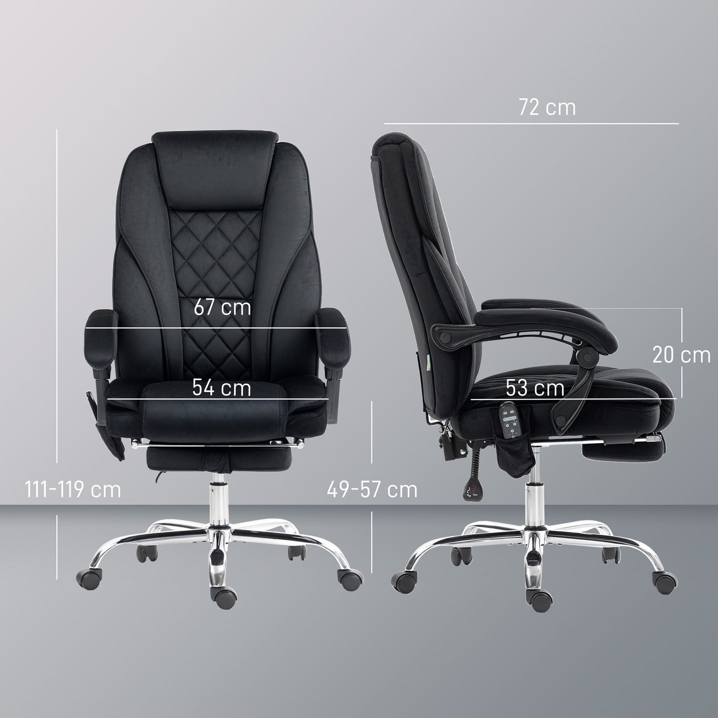 Vinsetto Heated Reclining Massaging Office Desk Chair With Footrest Massage Black