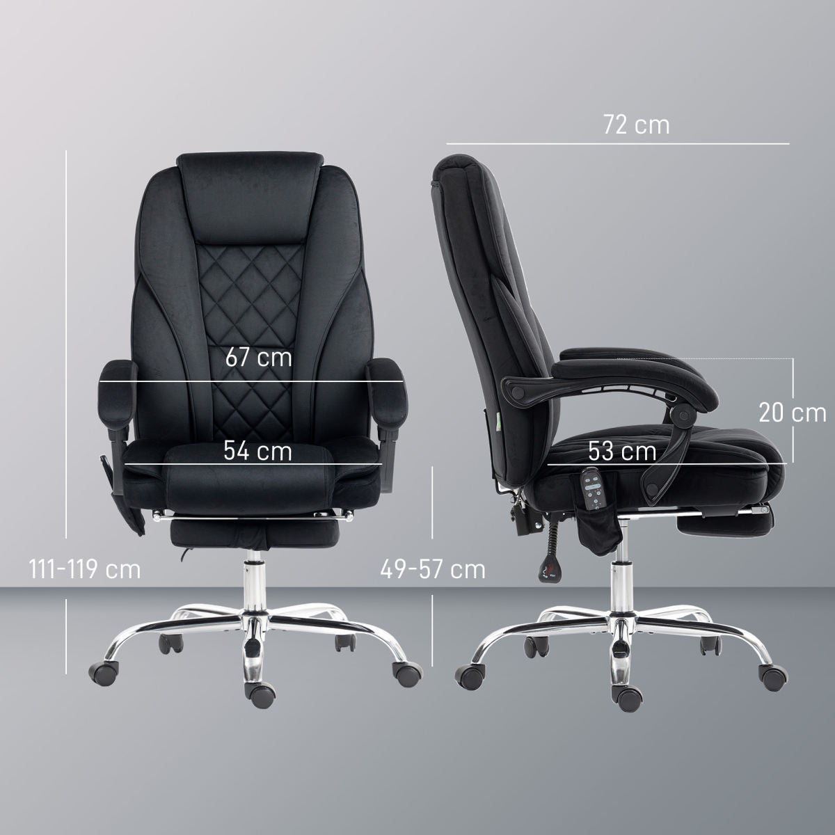 Vinsetto Heated Reclining Massaging Office Desk Chair With Footrest Massage Black