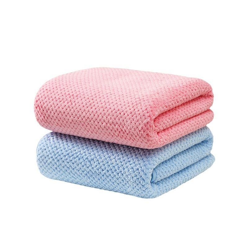 Coral Fleece Pineapple-check Soft Bath Towel