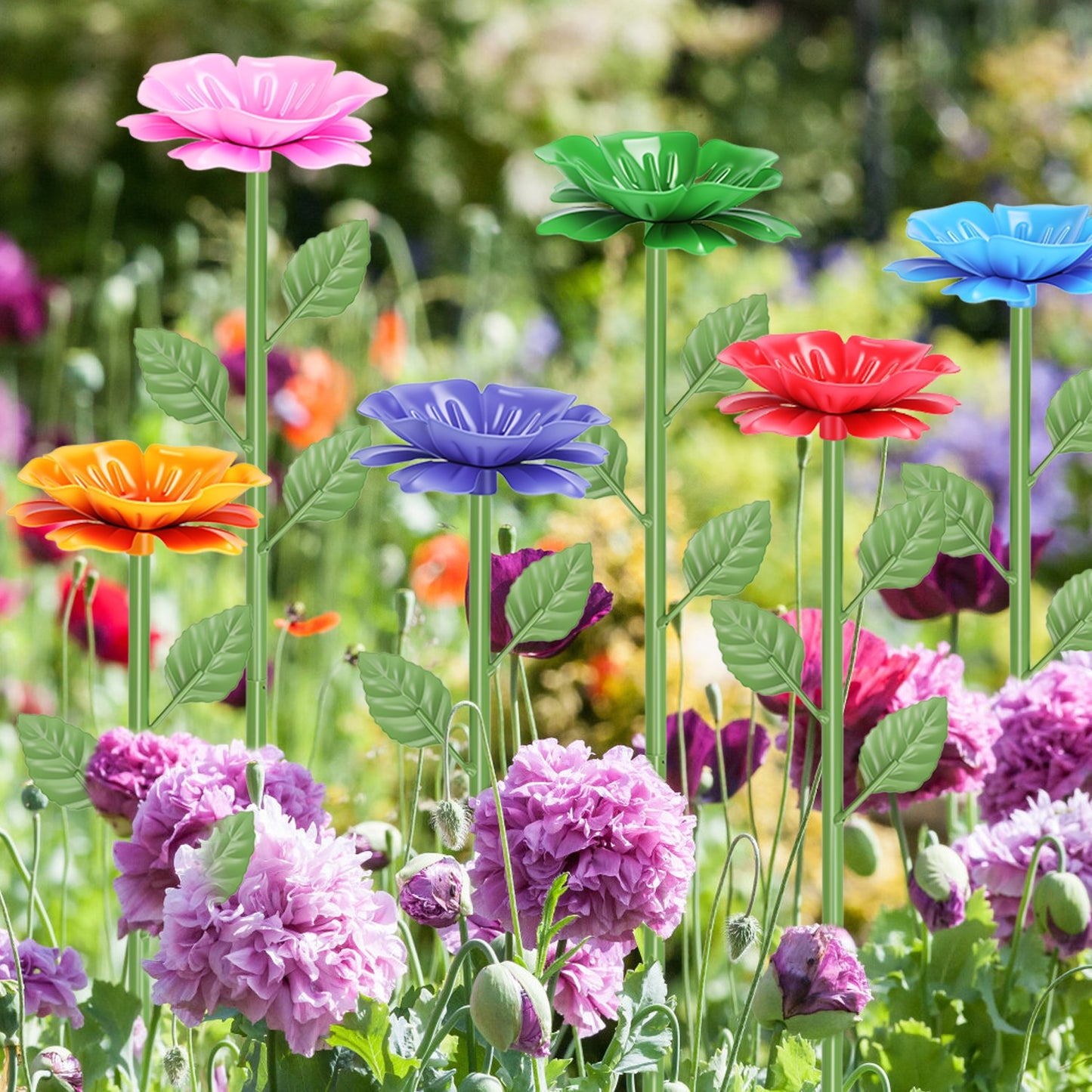 6Pack Metal Bee Watering Stations, Anti-Drowning Bee Butterfly Feeders Pollinator Stakes With Artificial Flowers For Outdoor Garden Courtyard Decor