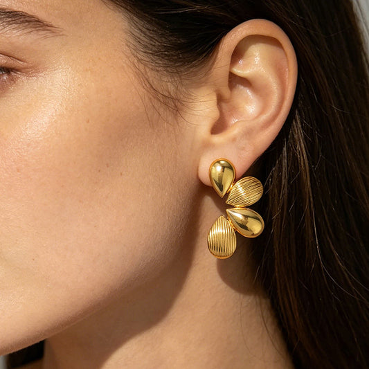 Womens Floral Fashion Stainless Steel Earrings