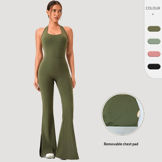 European And American Yoga Bodysuit Flared Pants