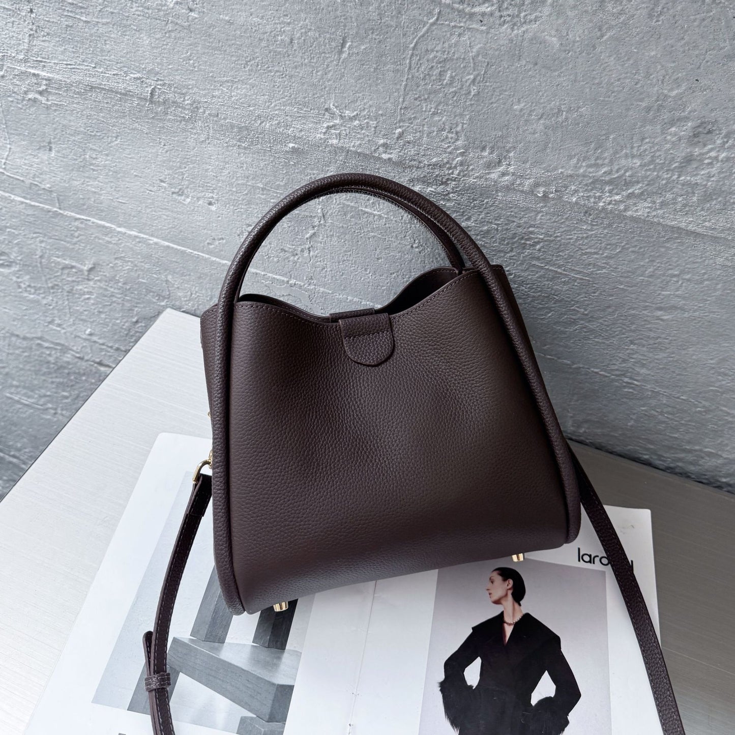 New Genuine Leather Women's Bag, Basket-style Bag, High-end Feel, Large-capacity Tote, Shoulder And Crossbody Bag