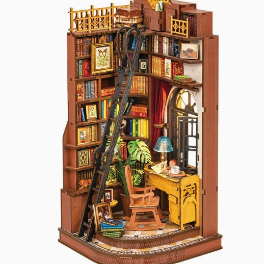 Shiguang Bookstore Assembled Bookend DIY Cottage Handmade 3D Puzzle Miniature Model Gift