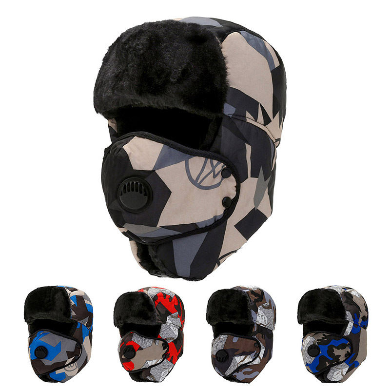 Ushanka Outdoor Riding Face Care Cold-resistant Earflaps Warm Hat