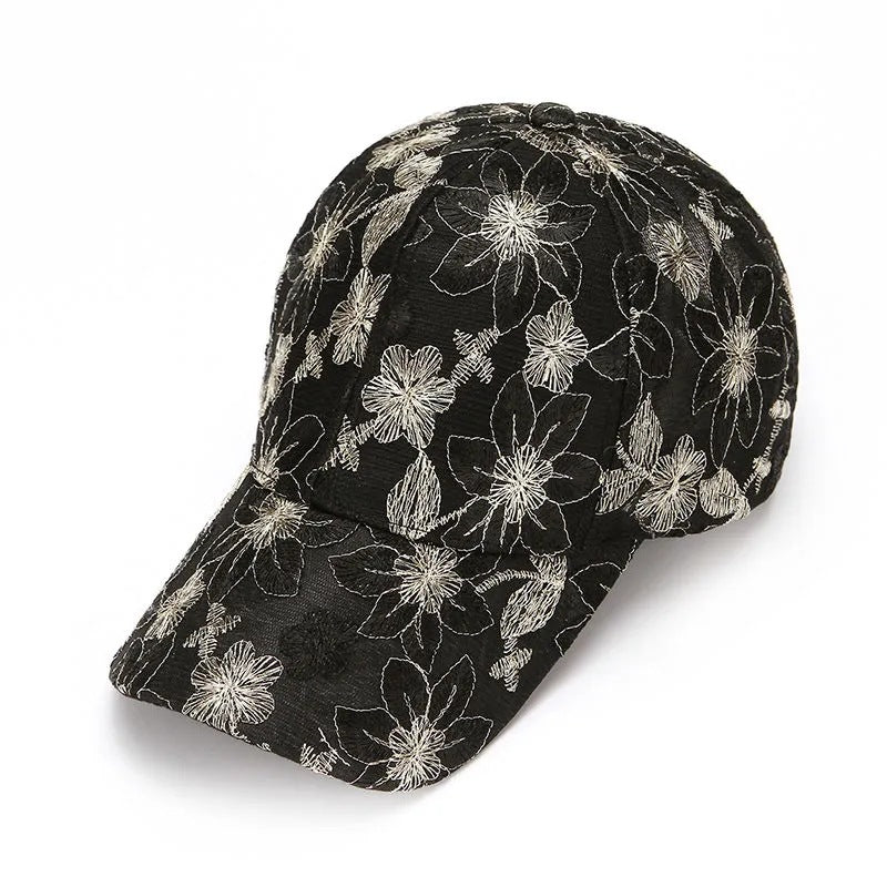 Women's Breathable Net-silk Embroidered Floral Fashion Retro-style Baseball Cap, Suitable For Spring And Summer Outdoor Sun Protection, Daily Commuting Outfits.