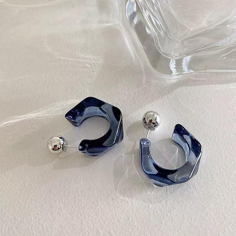 1 Pair Korean Trendy Acrylic C-Shaped Hoop Earrings, Youthful, Stylish & Exquisite Personalized Design Earrings For Women
