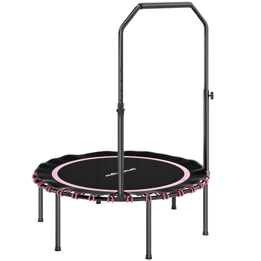 SPORTNOW 40" Foldable Fitness Trampoline Rebounder With Handle, Pink