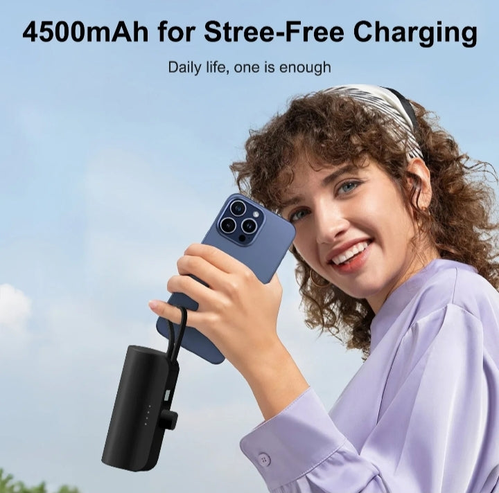 Mini Portable Power Bank Capsule Fast Charging Pocket Size Emergency Battery