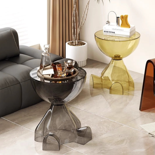 Transparent Floor-to-ceiling Teddy Bear Sofa Living Room Mobile Bedside Table Small Internet-famous Coffee Table